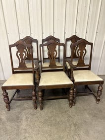 Set of Six Jacobean Style Dining Chairs 20"X20"X39"