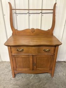 Antique Oak Washstand With Towel Rack 18"X32"X48"