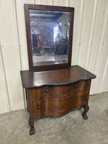 Early American Three Drawer Dresser with Mirror 21"X36"X60"