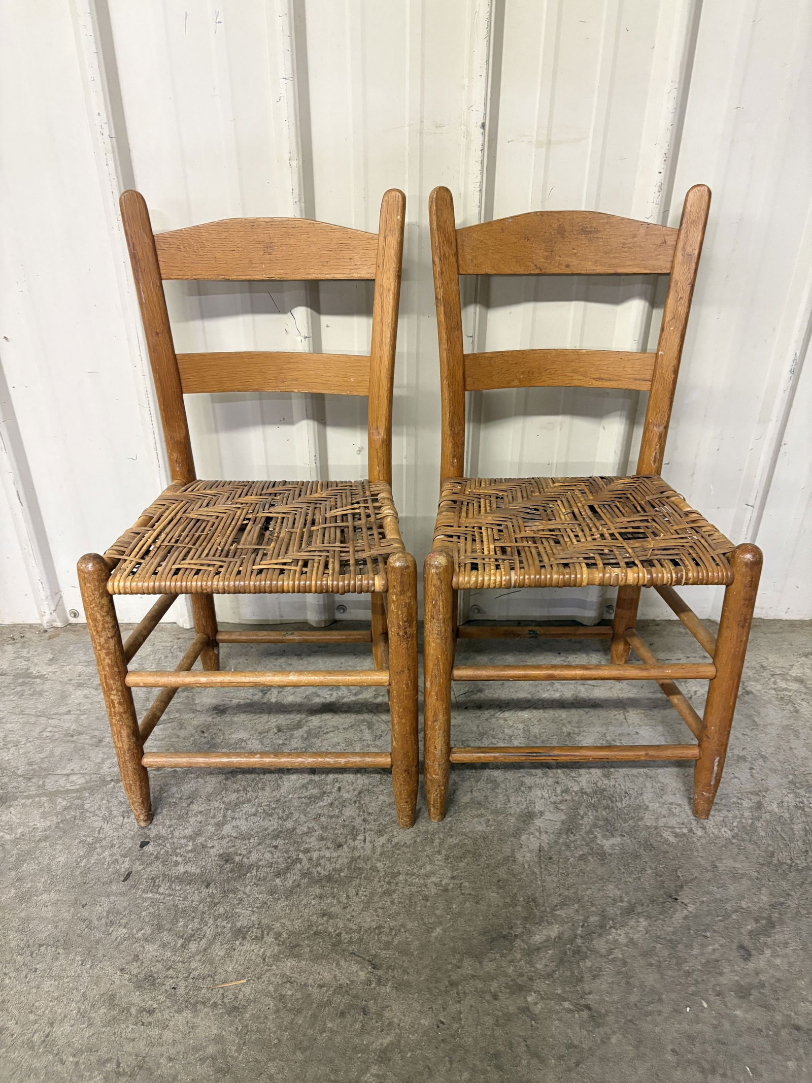 Pair of Vintage Accent Chairs Wicker Seats 11"X14"X31": Pair of Vintage Accent Chairs Wicker Seats 11"X14"X31"