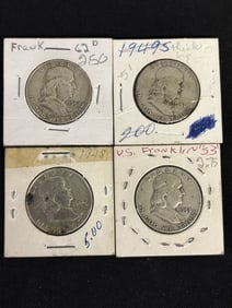 Four (4) Franklin Half Dollars - 1943, 1951, 1953, 1962 (App. 1")