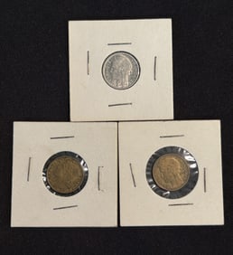 Three (3) French 50 Centimes Coins (App. 1")