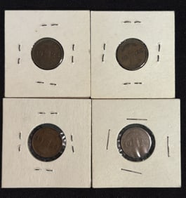 Four (4) Germany 1 Rentenpfennig - 1924, 1928, 1929, 1929 (App. 1")