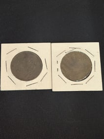 Pair Of Early Chinese Currency Coins Including Dragon Coin (Possibly Silver Dollar) (App. 1")
