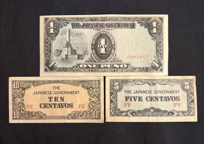 Collection Of Japanese Paper Currency 3"X5"