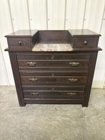 Antique Eastlake Victorian Marble Chest Of Drawers 18"X36"X37"