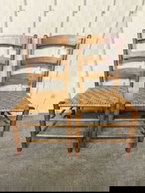 Antique Splint Weave Ladder Back Chairs 17"X19"X36"