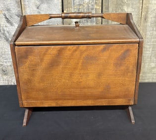 Vintage Wooden Sewing Box With Sewing Supplies 13"X16"X16"
