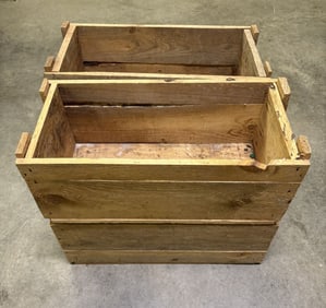 Set Of 4 Wooden Crates 10"X10"X21"