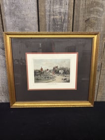 "A Meet At The Cross Roads" By British Artist George Wright (1860-1942) 21"X18" Fox Hunting Scene