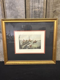 "With A Scent Breast-High" By British Artist George Wright (1860-1942) 21"X18" Fox Hunting Scene