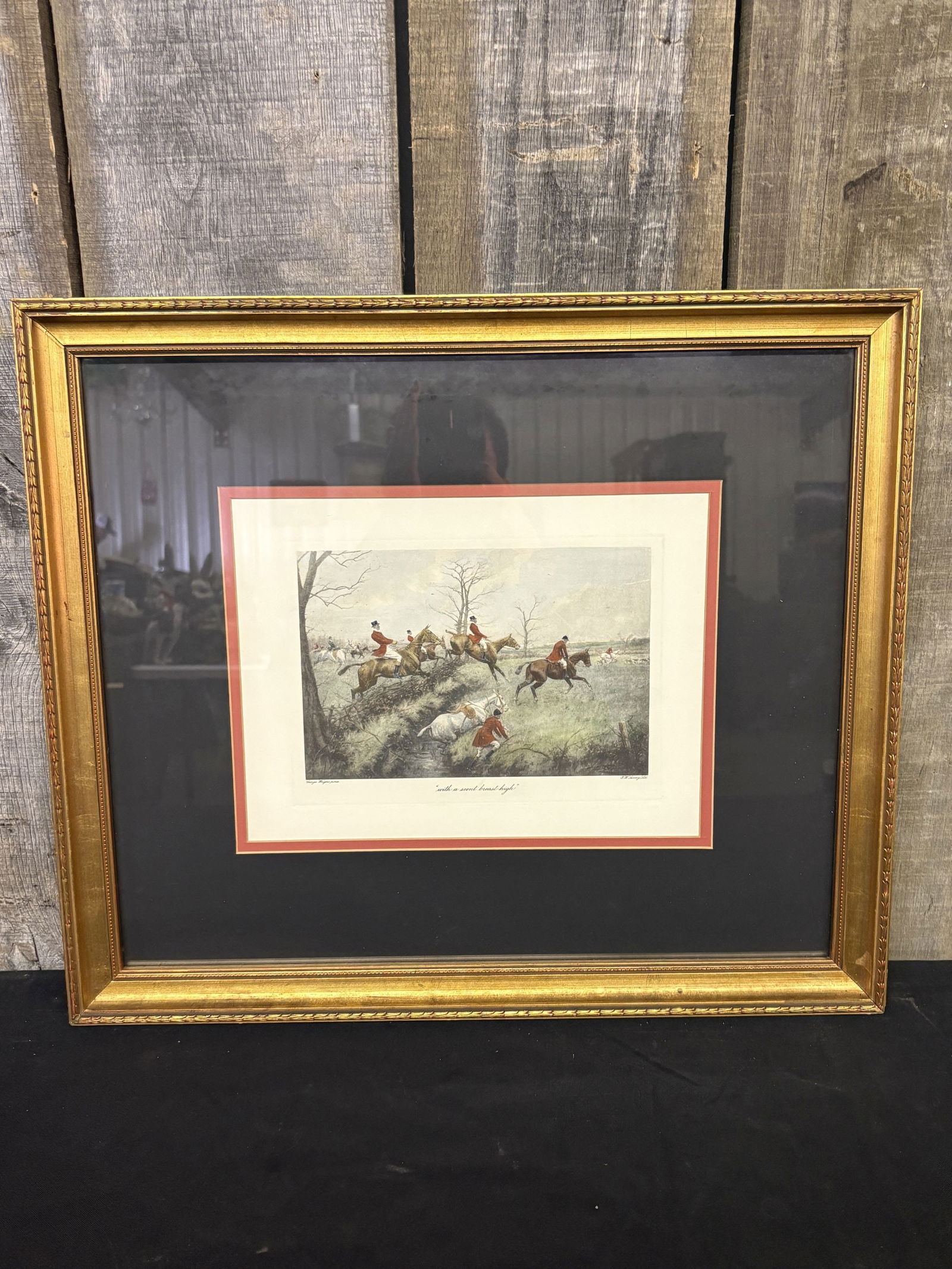 "With A Scent Breast-High" By British Artist George Wright (1860-1942) 21"X18" Fox Hunting Scene: "With A Scent Breast-High" By British Artist George Wright (1860-1942) 21"X18" Fox Hunting Scene