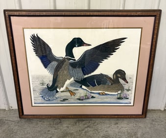 Mallard Ducks By Dan Mitra, Signed/Numbered. 41"X33"