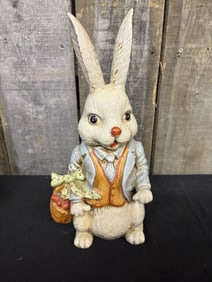 Large Ceramic Papa Rabbit In Tie-Vest 6"X6"X14"