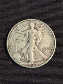1939 Walking Liberty Half Dollar (90% Silver) 1.2"