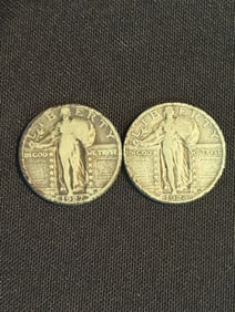 1927 - 1928 Standing Liberty Quarters (90% Silver) .9"