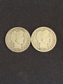 1907 - 1907 Barber Quarter Dollars (90% Silver) .9"