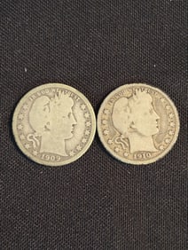 1909 - 1910 Barber Quarter Dollars (90% Silver) .9"