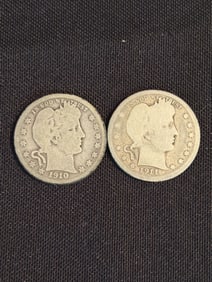 1910 - 1911 Barber Quarter Dollars (90% Silver) .9"