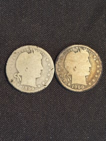 1899 - 1900 Barber Quarter Dollars (90% Silver) .9"