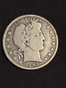 1893 Barber Half Dollar (90% Silver) 1.2"
