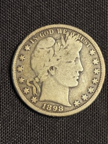 1898 Barber Half Dollar (90% Silver) 1.2"
