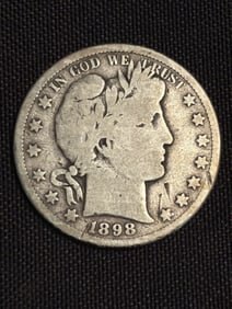 1898 Barber Half Dollar (90% Silver) 1.2"