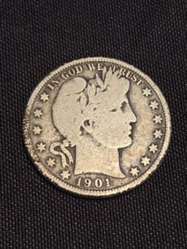 1901 Barber Half Dollar (90% Silver) 1.2"