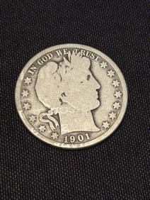 1901 Barber Half Dollar (90% Silver) 1.2"