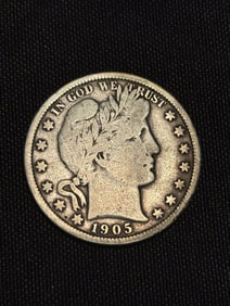 1905 Barber Half Dollar (90% Silver) 1.2"