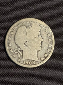 1908 Barber Half Dollar (90% Silver) 1.2"
