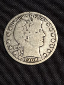 1908 Barber Half Dollar (90% Silver) 1.2"