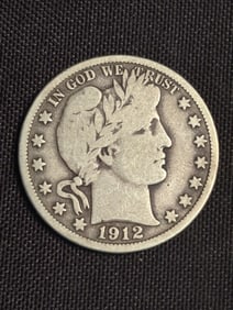 1912 Barber Half Dollar (90% Silver) 1.2"
