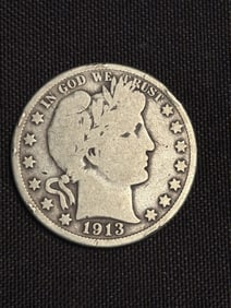1913 Barber Half Dollar (90% Silver) 1.2"