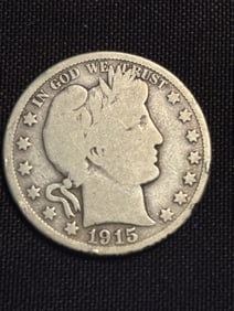 1915 Barber Half Dollar (90% Silver) 1.2"