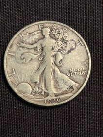 1936 Walking Liberty Half Dollar (90% Silver) 1.2"