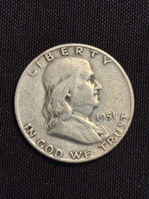 1951 Franklin Half Dollar (90% Silver) 1.2"