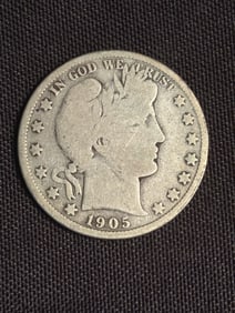 1905-S Barber Half Dollar (90% Silver) 1.2"