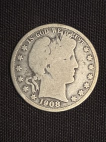 1908-D Barber Half Dollar (90% Silver) 1.2"
