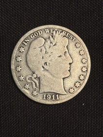 1911-S Barber Half Dollar (90% Silver) 1.2"