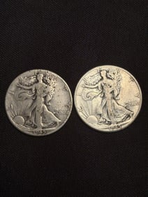 1945 - 1945D Walking Liberty Half Dollars (90% Silver) 1.2"