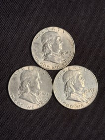 1961, 1962, 1963 Franklin Half Dollar (90% Silver) 1.2"