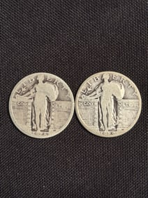 1928 - 1929 Standing Liberty Quarters (90% Silver) 1"