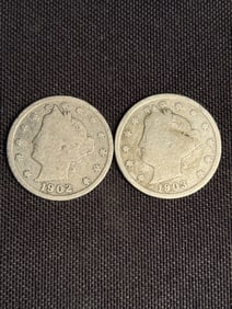 1902 - 1903 Liberty Head V Nickels .8"