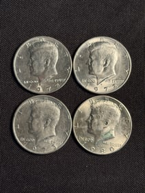 (4) 1972-1980 Kennedy Half Dollars 1.2"