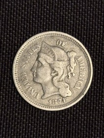 1874 Three-Cent Nickel Coin .7"