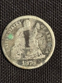 1876 Seated Liberty Half Dime (90% Silver) .6"