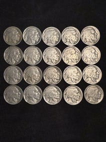 (20) 1925-1937 Buffalo Nickels .8"