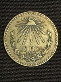 1934 Mexican Peso (72% Silver) 1.3"