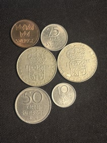 Collection Of Swedish Currency Including Silver 1 Krona Coins 1"